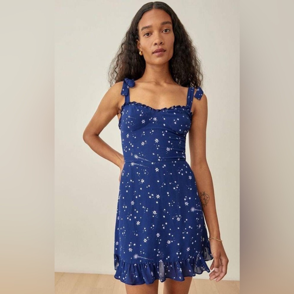 Reformation Christine Dress in Starry Night - great condition size 10